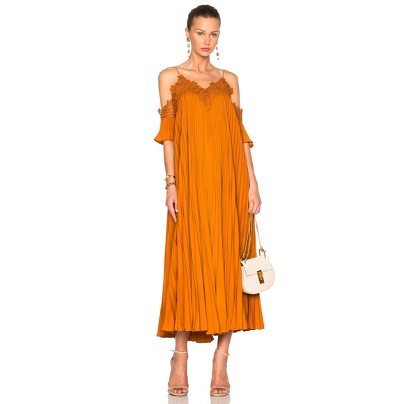 Self-Portrait Dresses & Skirts - Self-Portrait Camel Pleated Maxi Dress